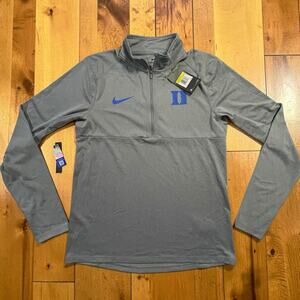 Nike Duke Blue Devils Dri-FIT 1/4 Zip Pullover Training Top Grey Mens Small NWT